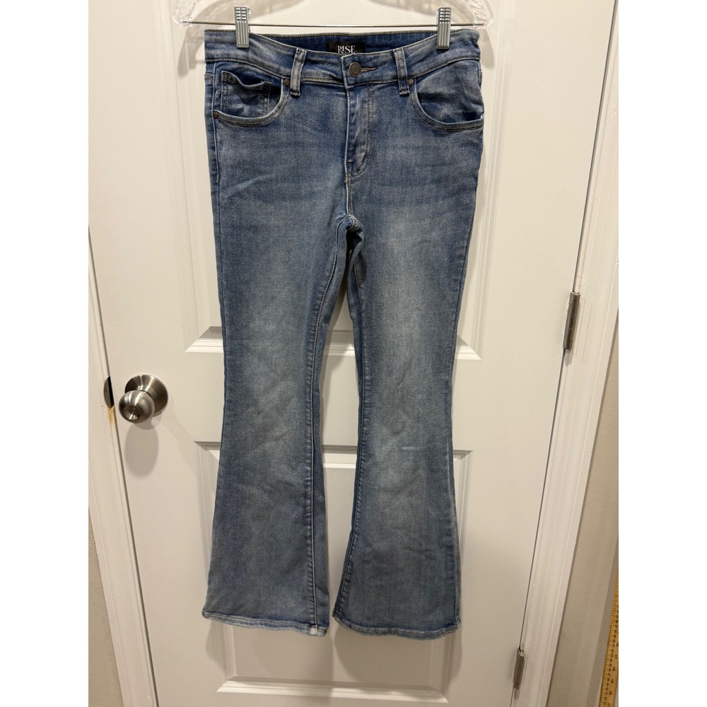 Rise Supply Co Womens Flare Jeans Stretch Denim Blue Size 7‎